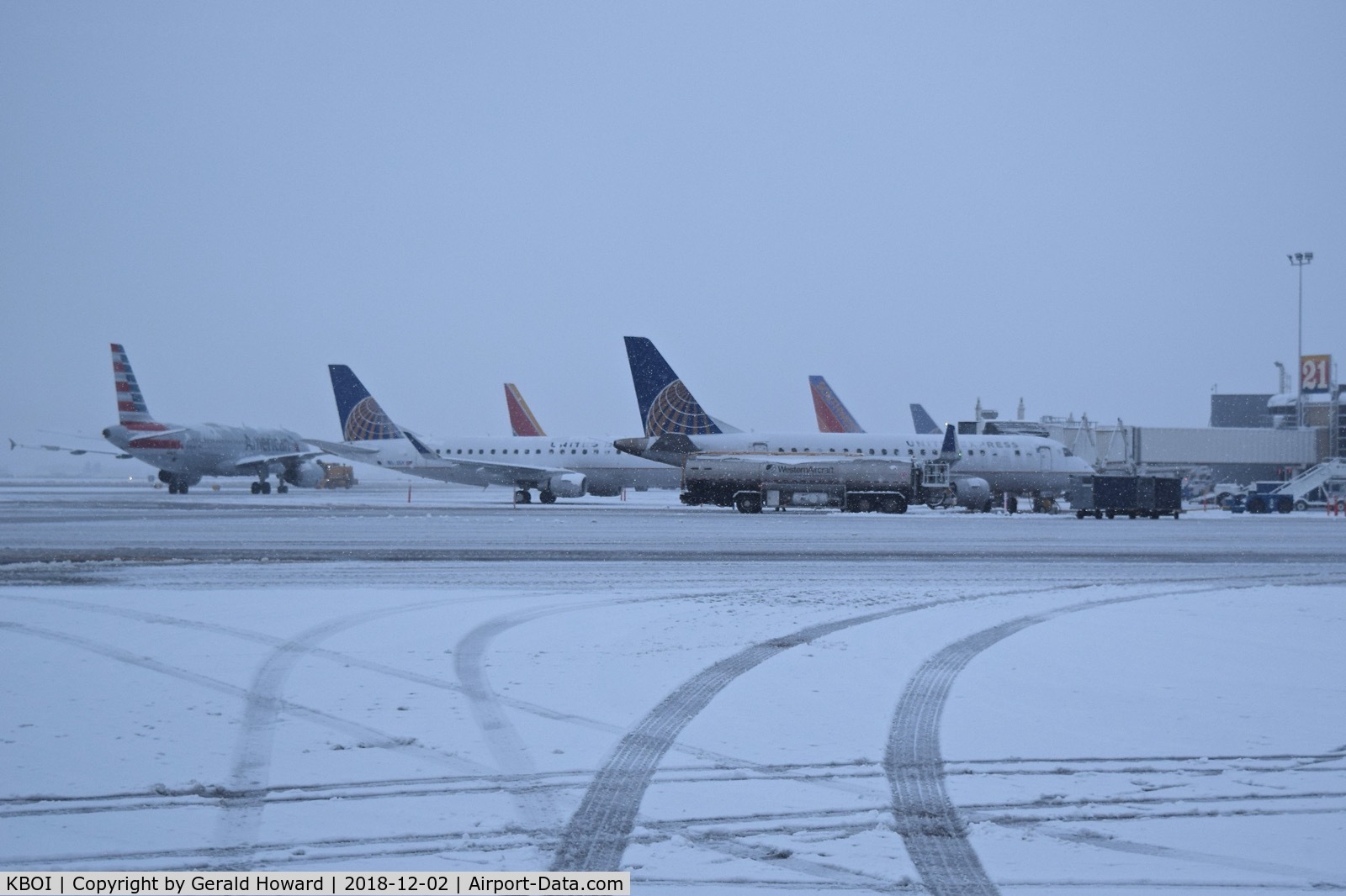 Boise Air Terminal/gowen Fld Airport (BOI) - First snow of the season.