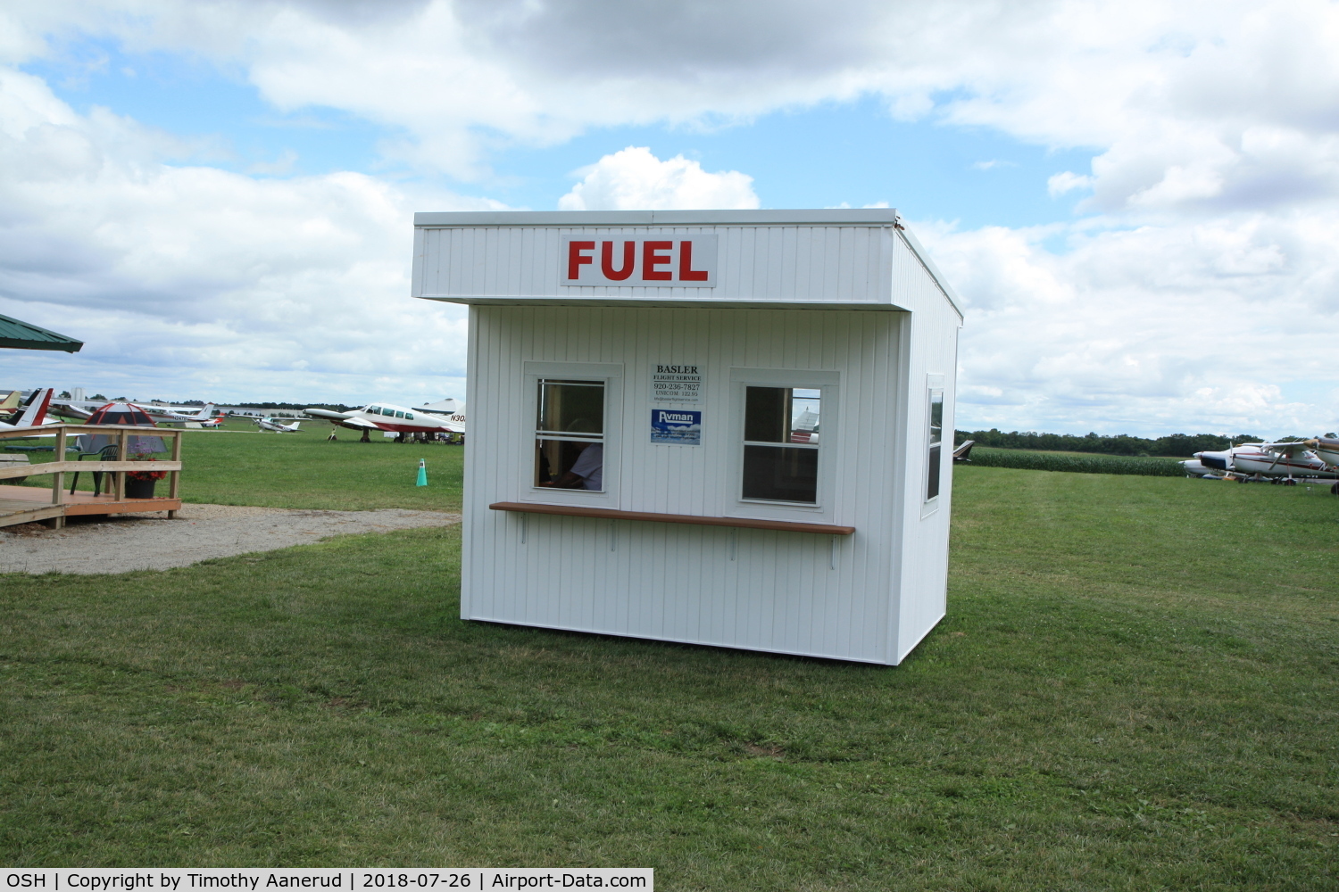 Wittman Regional Airport (OSH) - AirVenture 2018, Basler Fuel Payment Booth, on the South 80 parking area.  $4.89/gallon for 100LL AvGas