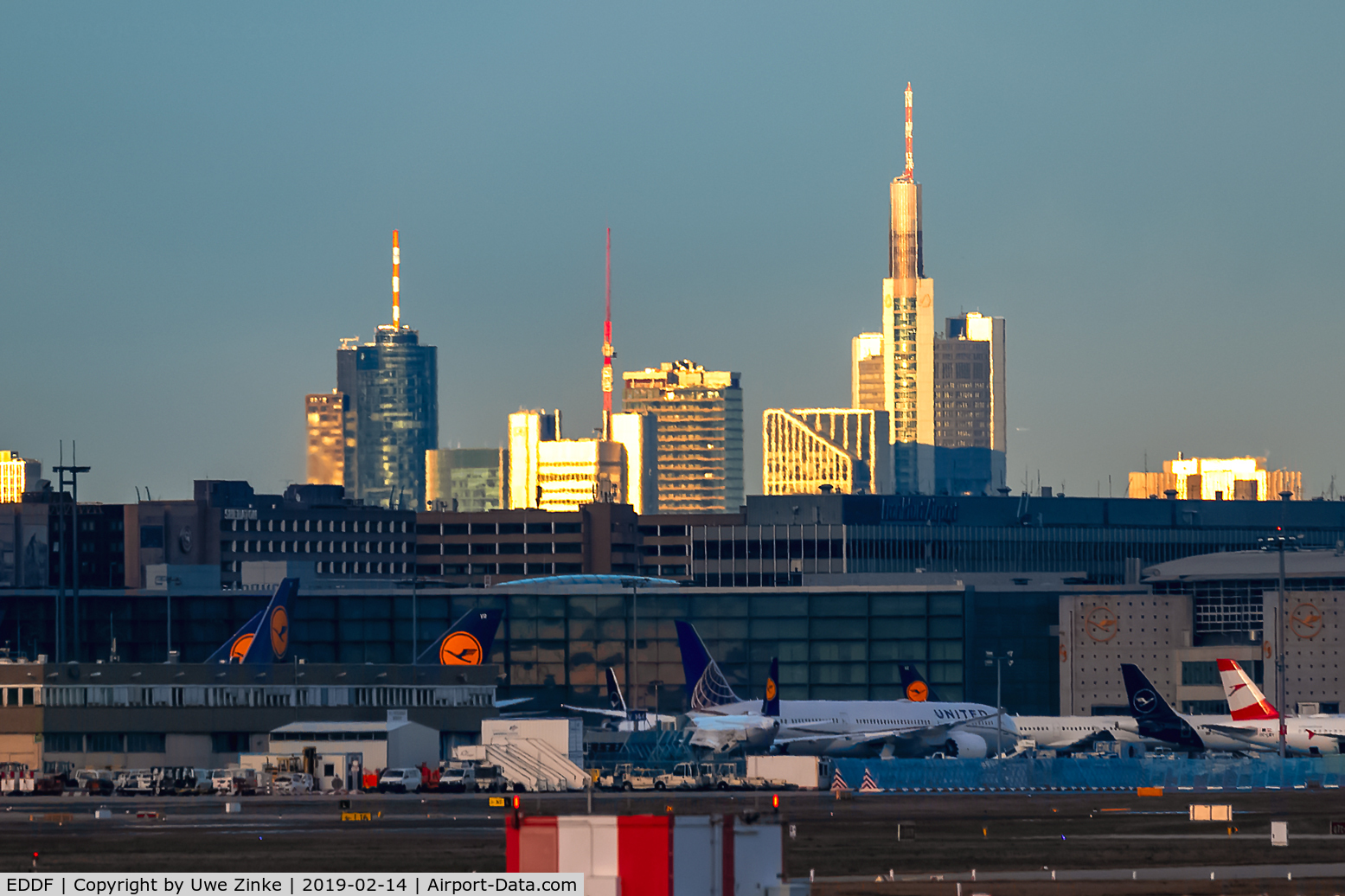 Frankfurt International Airport, Frankfurt am Main Germany (EDDF) - Airport and skyline of Frankfurt/Main