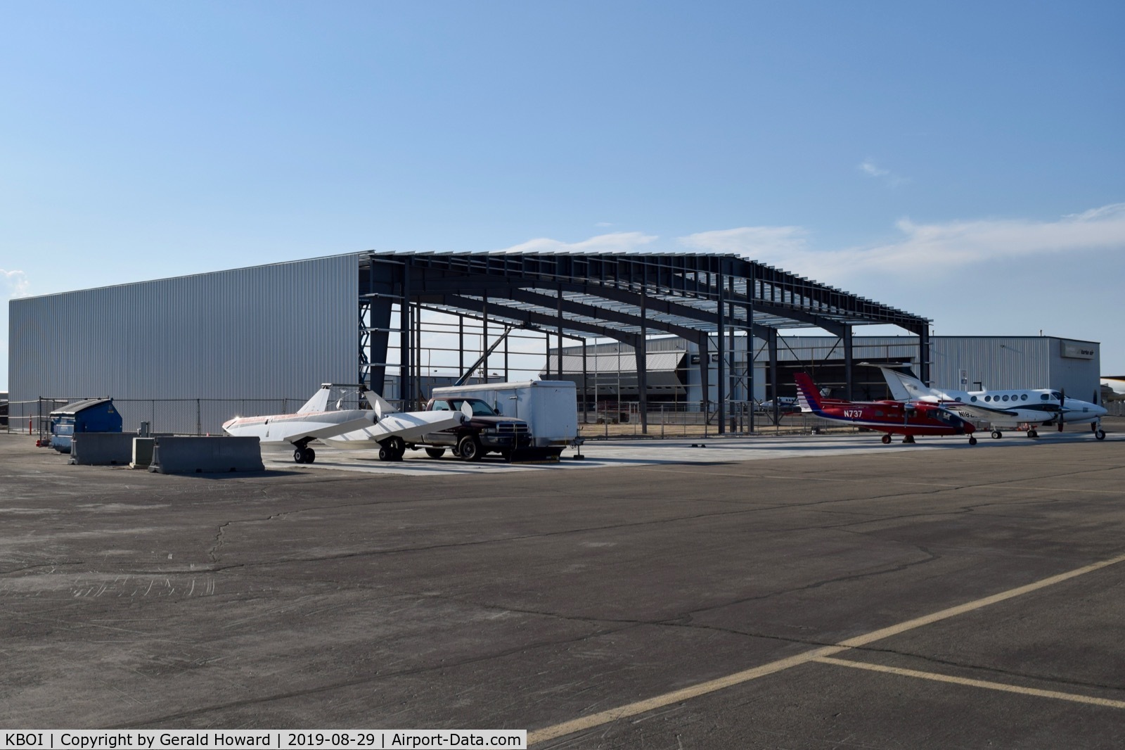 Boise Air Terminal/gowen Fld Airport (BOI) - Work on new hangar now has one side up.