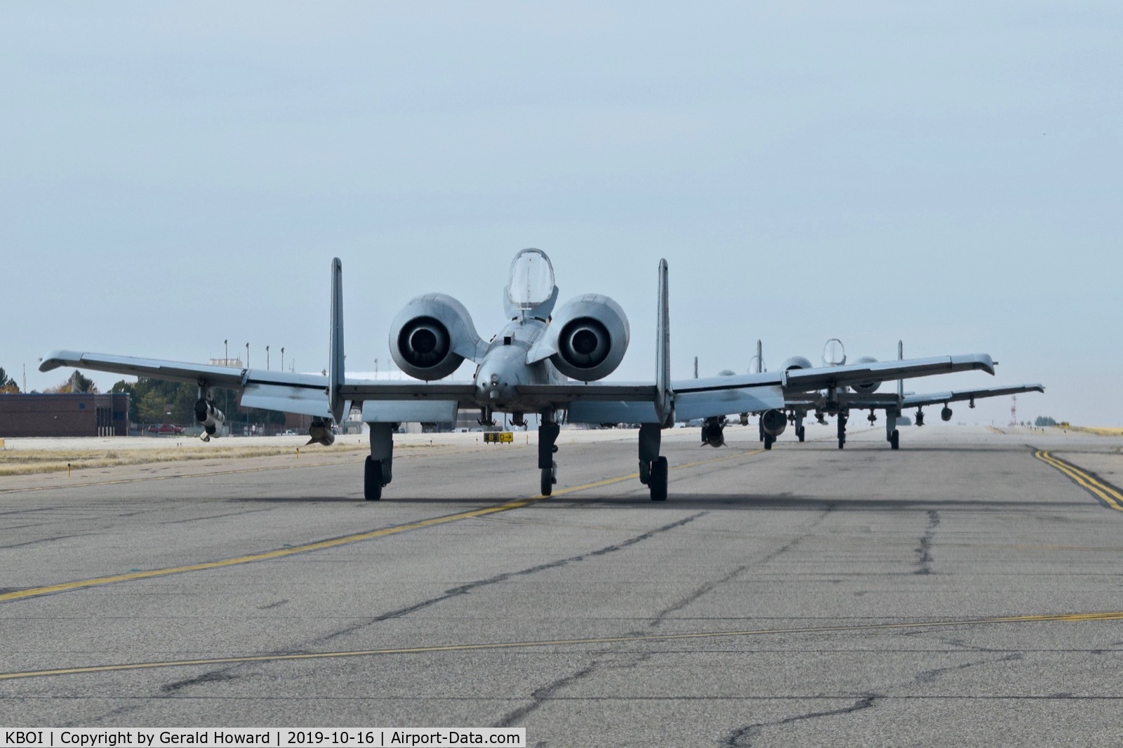 Boise Air Terminal/gowen Fld Airport (BOI) - Stuck behind a group of A-10Cs taxing on Bravo. 190th Fighter Sq., 124 Fighter Wing, Idaho ANG.