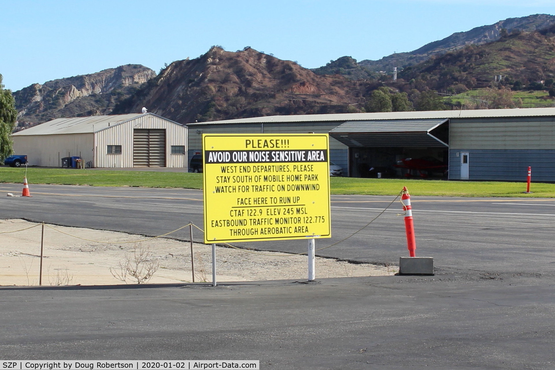 Santa Paula Airport (SZP) - Information Sign for Runway 22 taxi and pre-flight hold area. 