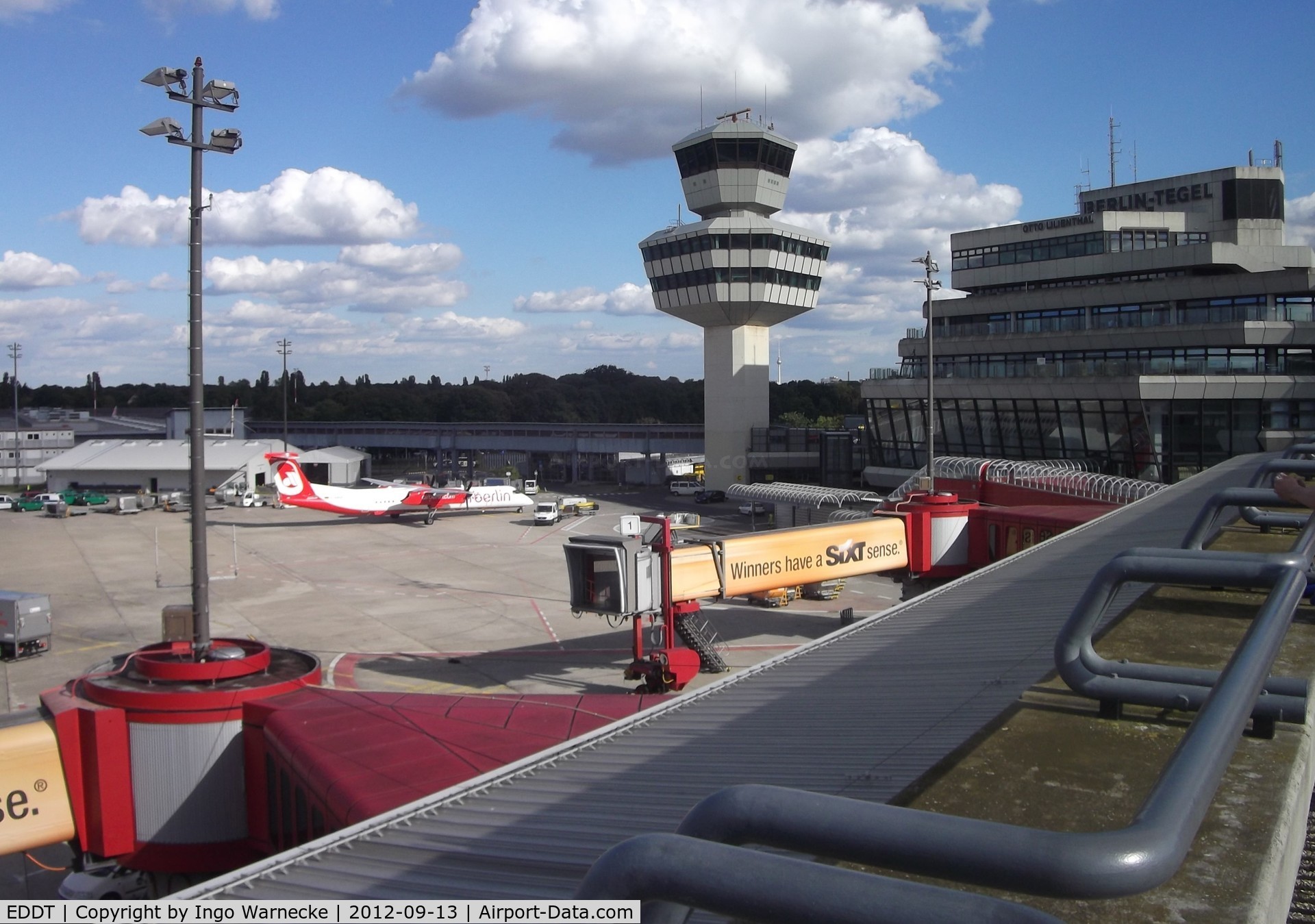 Tegel International Airport (closing in 2011), Berlin Germany (EDDT) - looking towards the tower from the viewing platform at Berlin-Tegel