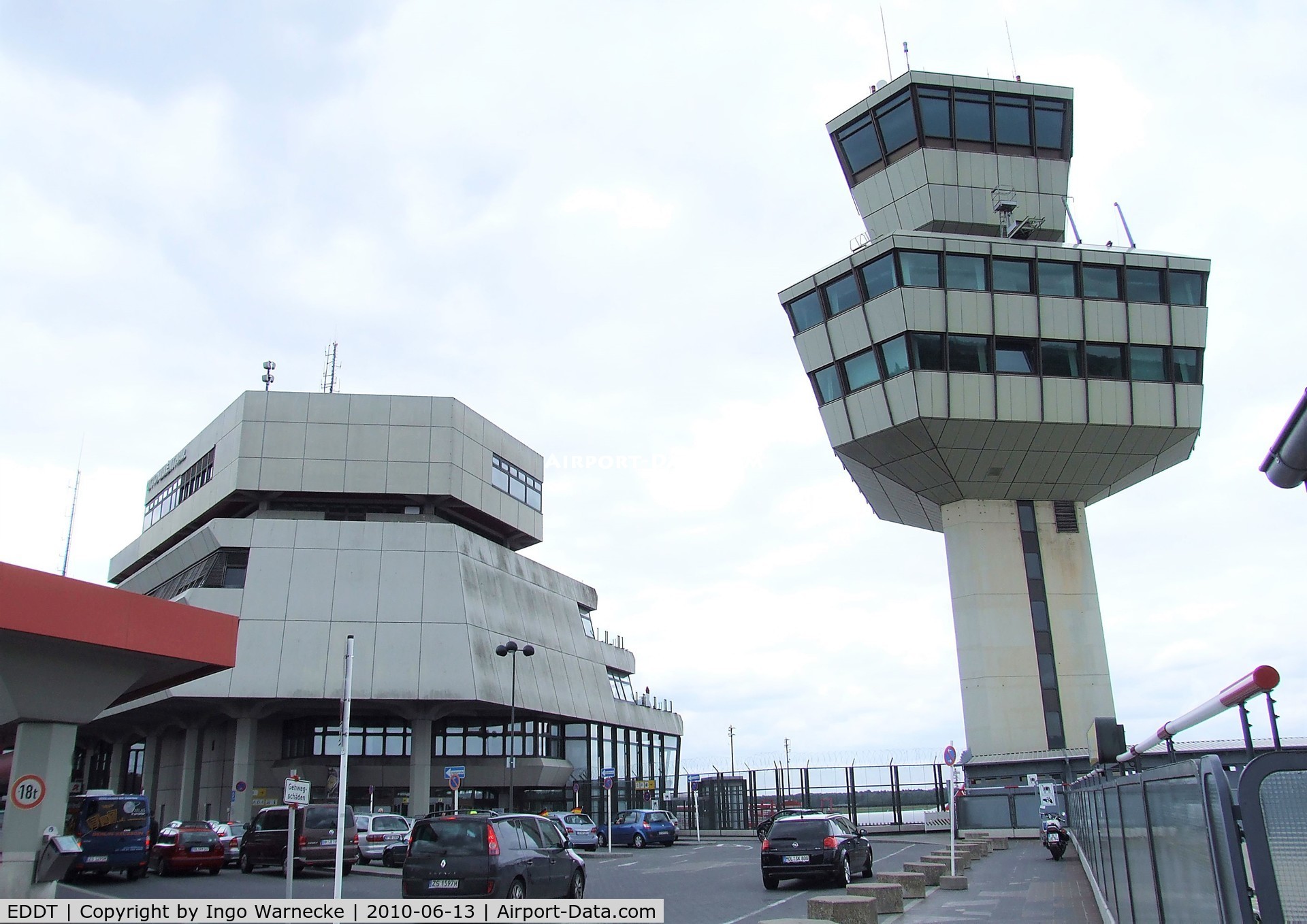 Tegel International Airport (closing in 2011), Berlin Germany (EDDT) - landside view of the tower and eastern entry into main terminal at Berlin Tegel airport