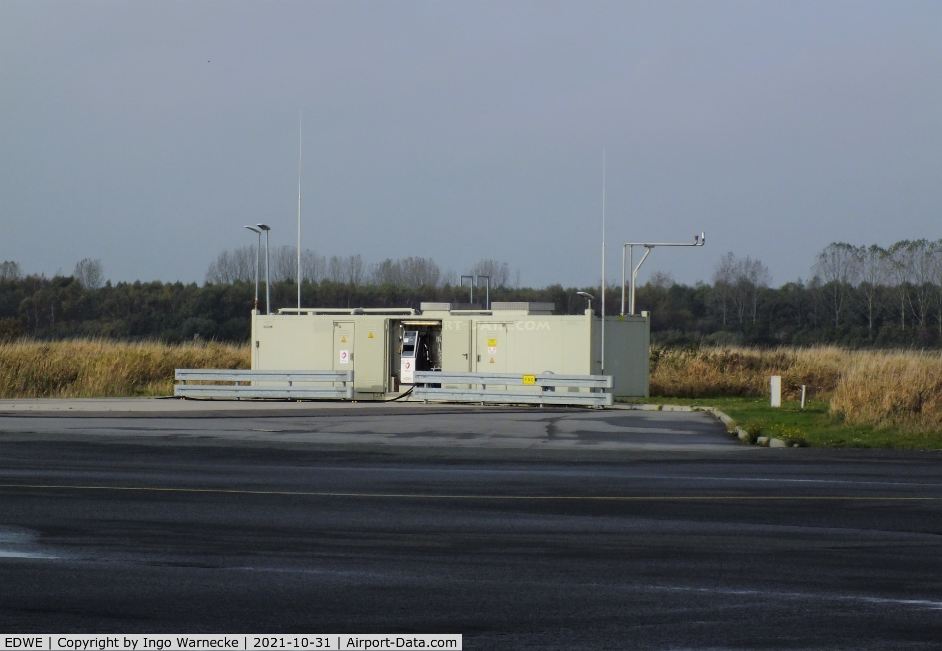 EDWE Airport - apron and fuelling station east of the tower at Emden airfield