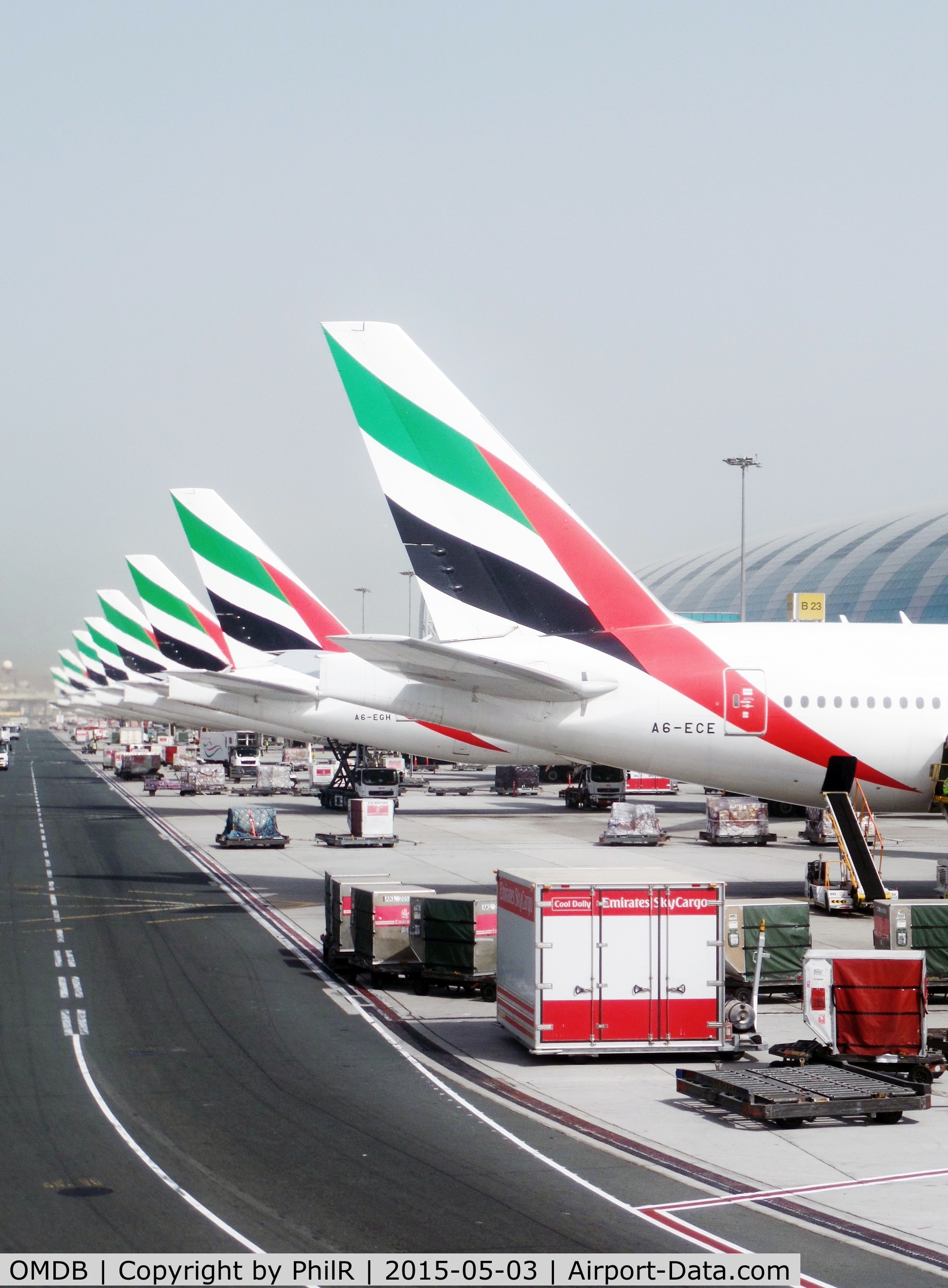 Dubai International Airport, Dubai United Arab Emirates (OMDB) - Emirates lineup Dubai International