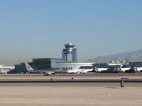 Mc Carran International Airport (LAS) - Looking north at the new ATCT from across the Runway. - by Brad Campbell