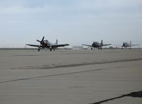 Castle Airport (MER) - AD-4N(A) NX965AD, T-28C N528TC and T-28C NX757K arriving at 2006 West Coast Formation Clinic held on expansive old SAC ramp @ Castle AFB - by Steve Nation