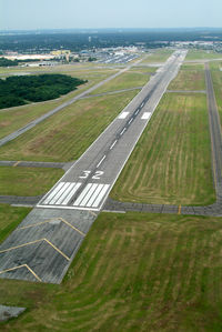 Republic Airport (FRG) - RWY 32 from the arrival end as seen from the helo... - by Stephen Amiaga