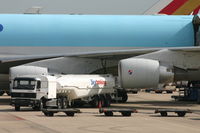Brussels Airport, Brussels / Zaventem   Belgium (BRU) - refueling Korean Air Cargo HL7466 B747-4B5F/SCD - by Daniel Vanderauwera