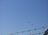 Camarillo Airport (CMA) - Freedom Over Fences. Commemorative Air Force echelon arrival over Runway 26, N341MR Mentor, N1078Z Hellcat and N7825C Bearcat - by Doug Robertson