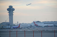 Los Angeles International Airport (LAX) - Tower, Southwest and Virgin planes - by Chuck Martinez