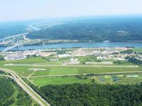 Gallia-meigs Regional Airport (GAS) - Looking SE at the Ohio River & West Virginia beyond.  The Kanawha can be seen coming up from Charleston into the Ohio. - by Bob Simmermon