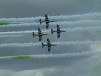 RAF Fairford Airport, Fairford, England United Kingdom (FFD) - Frecci Tricolori displaying at RIAT Fairford 2003. - by Steve Staunton