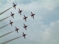 RAF Fairford Airport, Fairford, England United Kingdom (FFD) - Red Arrows at Royal International Air Tattoo 2004 - by Steve Staunton