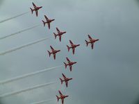 RAF Fairford Airport, Fairford, England United Kingdom (FFD) - Red Arrows at Royal International Air Tattoo 2004 - by Steve Staunton