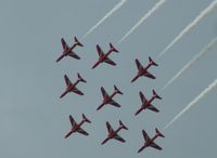 RAF Fairford Airport, Fairford, England United Kingdom (FFD) - Red Arrows at Royal International Air Tattoo 2004 - by Steve Staunton