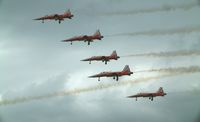 RAF Fairford Airport, Fairford, England United Kingdom (FFD) - Patrouille Suisse at Royal International Air Tattoo 2004 - by Steve Staunton