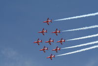 RAF Fairford Airport, Fairford, England United Kingdom (FFD) - The Red Arrows at Royal International Air Tattoo 2006 - by Steve Staunton