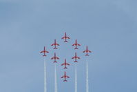 RAF Fairford Airport, Fairford, England United Kingdom (FFD) - The Red Arrows at Royal International Air Tattoo 2006 - by Steve Staunton