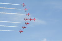 RAF Fairford Airport, Fairford, England United Kingdom (FFD) - The Red Arrows at Royal International Air Tattoo 2006 - by Steve Staunton