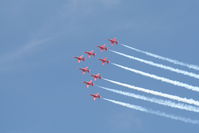 RAF Fairford Airport, Fairford, England United Kingdom (FFD) - The Red Arrows at Royal International Air Tattoo 2006 - by Steve Staunton