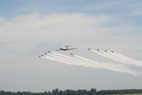 RAF Fairford Airport, Fairford, England United Kingdom (FFD) - Red Arrows and VC10 XV104 at Royal International Air Tattoo 2006 - by Steve Staunton