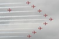 RAF Fairford Airport, Fairford, England United Kingdom (FFD) - Red Arrows in 10 ship formation at Royal International Air Tattoo 2007 - by Steve Staunton