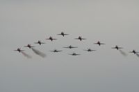 RAF Fairford Airport, Fairford, England United Kingdom (FFD) - Red Arrows with three Spitfires and 1 Hurricane at Royal International Air Tattoo 2007 - by Steve Staunton