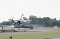 RAF Fairford Airport, Fairford, England United Kingdom (FFD) - Thunderbirds practice at Royal International Air Tattoo 2007 - by Steve Staunton