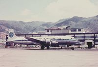 Hong Kong International Airport, Hong Kong Hong Kong (HKG) - PAA DC-6 used for US personnel in Vietnam R&R outside the PAA maintenance building in 1967 - by metricbolt