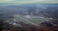 Laurence G Hanscom Fld Airport (BED) - Hanscom fm the W at 3000 MSL, Boston in distance - by Stephen Amiaga