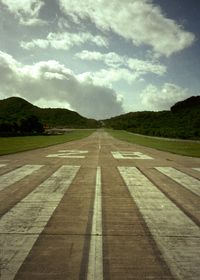 Gustaf III Airport, St. Jean, Saint Barthélemy Guadeloupe (SBH) - St Barthelemy, Approach end of Rwy 28.  Traffic never lands this direction due to hill and trade winds - by Timothy Aanerud
