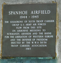 OOOO Airport - Inscription on Memorial at entrance to Spanhoe Airfield - by Terry Fletcher