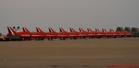 Langley Afb Airport (LFI) - Eleven of the thirteen Red Arrows on the ramp - by Paul Perry