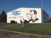 Dayton-wright Brothers Airport (MGY) - Dayton-Wright Brothers Airport Museum-Scrutinized by two earlier aviators. Photo of me courtesy Dr. John Edison, M.D. - by Doug Robertson
