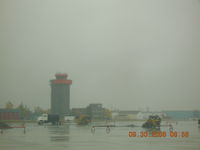 CFB Goose Bay (Goose Bay Airport), Happy Valley-Goose Bay, Newfoundland and Labrador Canada (CYYR) - Tower and ramp at Goose Bay on a rainy day - by John J. Boling