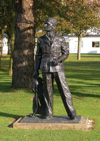 Goodwood Airfield Airport, Chichester, England United Kingdom (EGHR) - DOUGLAS BADER MEMORIAL AT GOODWOOD FROM WERE HE FLEW ON HIS LAST OP. - by BIKE PILOT