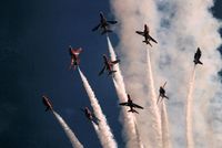 Farnborough Airfield Airport, Farnborough, England United Kingdom (EGLF) - RED ARROWS AT FARNBOROUGH AIR SHOW - by moxy