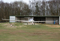 Challock Airport - The motor glider hangar at Challock. - by Martin Browne