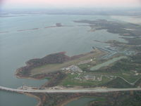 Lakeview Airport (30F) - Looking South with the new Toll-bridge (UC) in the foreground. - by B. Pine