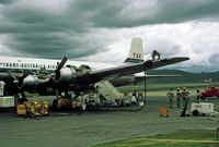 Port Moresby/Jackson International Airport - TAA DC-6B prepares for flight to Brisbane. - by jdvoss
