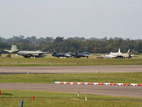 Kemble Airport, Kemble, England United Kingdom (EGBP) - from L to R, Canberra PR9 XH131. Hunter GA11 XE689. Hunter T7 XL586. DH-104 Sea Devon XK895 and Hunter T7 XL578 - by Chris Hall