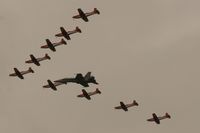 RAF Fairford Airport, Fairford, England United Kingdom (EGVA) - Taken at the Royal International Air Tattoo 2009 - PC-7 Team display with F-18 - by Steve Staunton