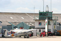 Sywell Aerodrome Airport, Northampton, England United Kingdom (EGBK) - Sywell Tower with Beagle A.61 Terrier at the fuel pumps - by Chris Hall