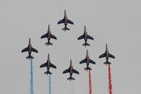 Duxford Airport, Cambridge, England United Kingdom (EGSU) - Alpha Jet x 8 - FAF Patrouille de France, Base Aerienne Salon at IWM Duxford Battle of Britain Air Show Sep. 2010 - by Eric.Fishwick