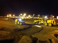 Calgary International Airport, Calgary, Alberta Canada (CYYC) - This is the present on-going construction at Calgary International  This is a night time shot near the south east end where the new concourse is going. - by awparran