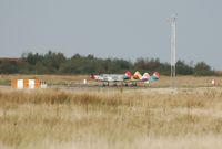 Swansea Airport, Swansea, Wales United Kingdom (EGFH) - Four Yak-52's preparing to depart Runway 22 for formation practice. - by Roger Winser