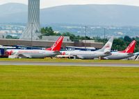 Edinburgh Airport, Edinburgh, Scotland United Kingdom (EGPH) - Three Jet 2 Boeing 737s on stand. - by Brian Donovan
