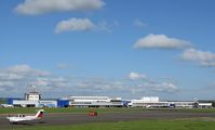 Cardiff International Airport, Cardiff, Wales United Kingdom (EGFF) - View towards terminal buildings - by Roger Winser